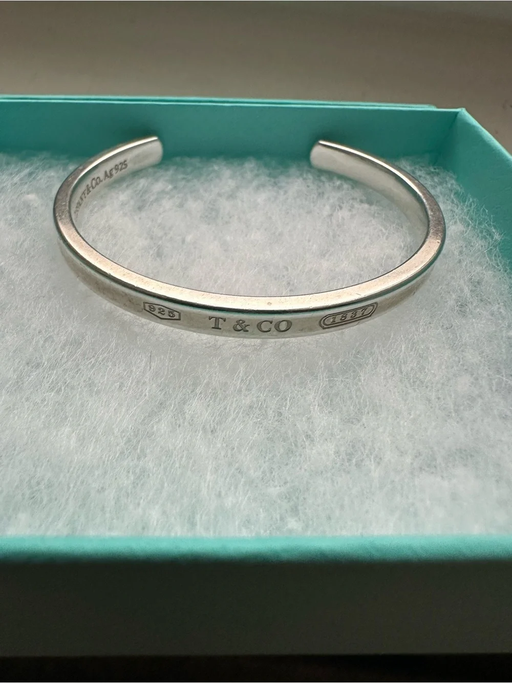 Tiffany & Co. Sterling Silver Open Cuff Bracelet - Blue Green Pouch